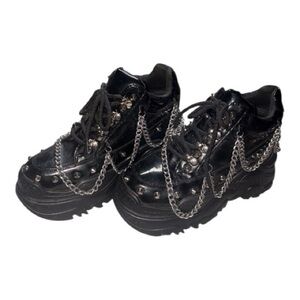 Black Studded Platform Shoes